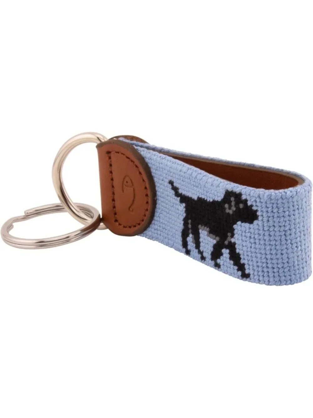 Hand-Stitched Leather Needlepoint Key Fob | Unique Key Chain Accessory